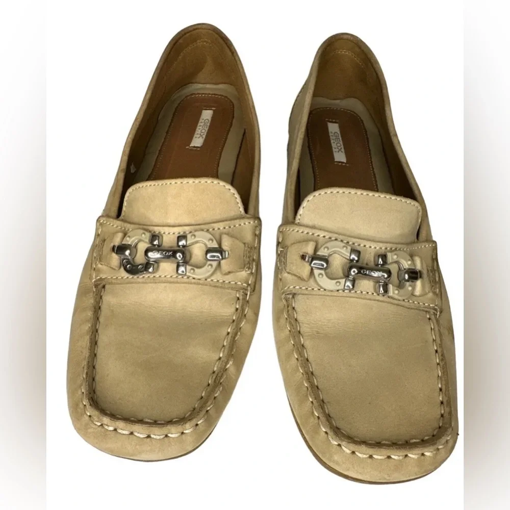 Geox Respira Women's ~ Size 39.5/ US 10 ~ Tan Horsebit Slip On Loafers Shoes